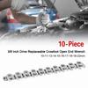 10pcs/Set Chrome Finish Crowfoot Wrench Heads Hand Tool Accessories  Mechanical Repair