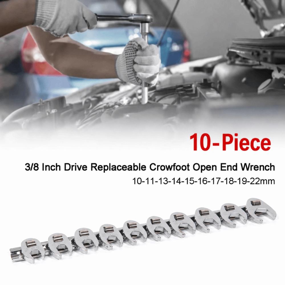 10pcs/Set Chrome Finish Crowfoot Wrench Heads Hand Tool Accessories Mechanical Repair
