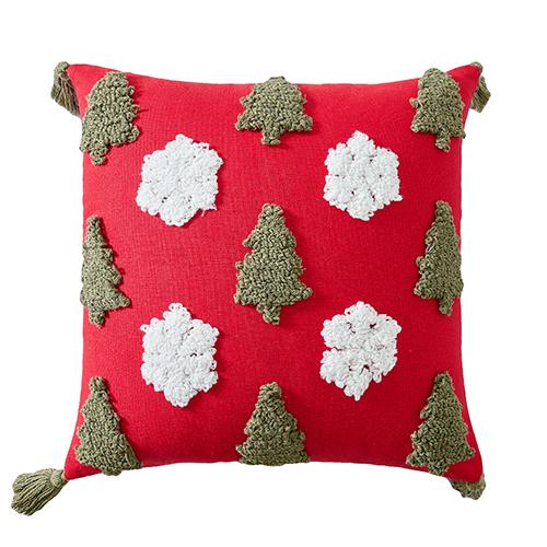 1PC Nuan Series Fashionable and Versatile Christmas Style Red Pillowcase Plush Embroidery Soft Cushion Cover for Sofa Living Room Bedroom Home Decor
