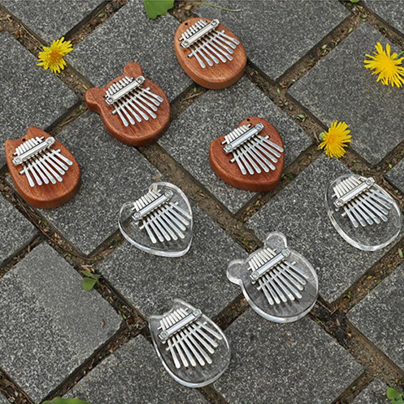 8 Keys Mini Kalimba Wooden Thumb Piano with Lanyard Finger Piano Musical Instrument Portable Exquisite Gift Set for Kids Adults