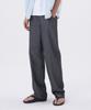 Pepper Seasoning Cotton Linen Long Wide Denim Elastic Waist Pants [Grayish Black]
