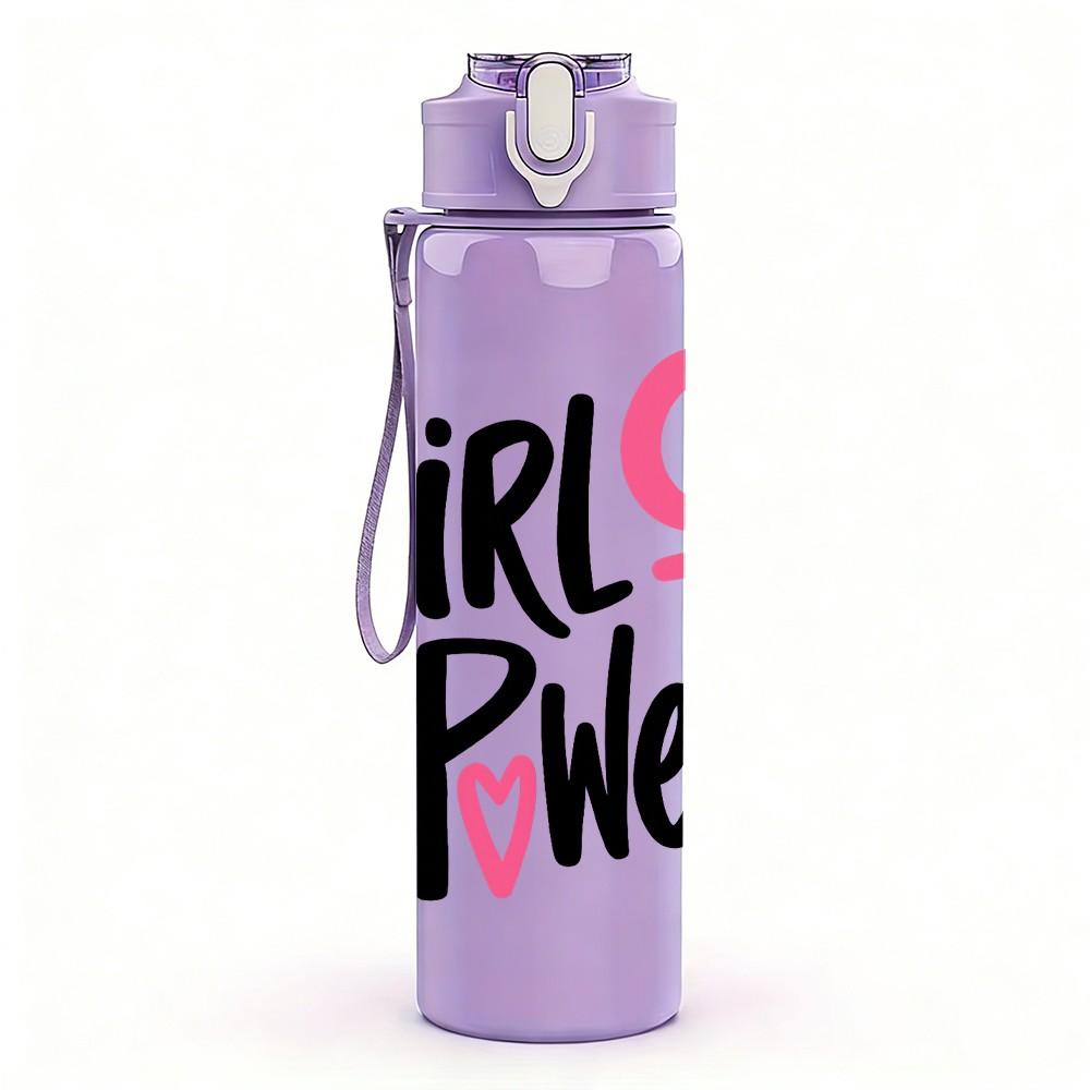 1PC Girl Power Feminist 750ml Color Plastic Sports Water Bottle Leakproof Flip Straw Lid Suitable for Sports Office Home Use