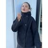 Solid High Neck Double Button Topcoat Dropped Shoulder Loose 2026 Autumn Short Elegant Jacket Women Urban Casual Lady Outerwear