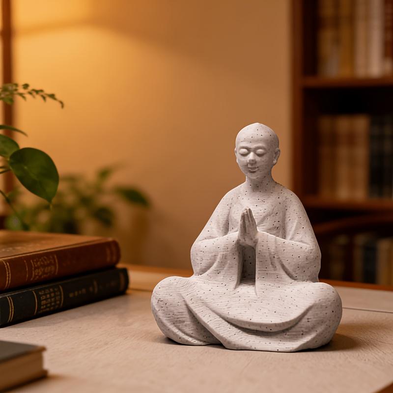 1-Piece Standing Monk Ornament, Wish-Fulfilling Prayer Monk Zen Theme Aquarium Decoration, Underwater Landscape Decoration, Landscape Micro-Landscape