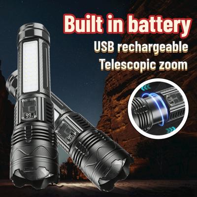 Lanternă cu laser alb ultra-strălucitor, zoom telescopic, afișaj digital, Flstar Fire, lanternă reîncărcabilă impermeabilă pentru exterior