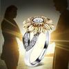 Fashionable Female Copper Engagement Round Sunflower Ring with Zircon Decoration 6#