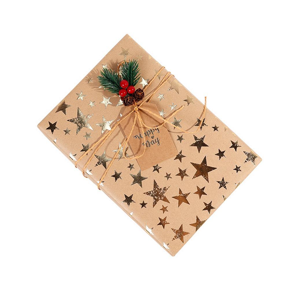 Christmas Gift Wrapping Paper Tear-Resistant Kraft Gift Wrapping Paper Holiday Wrapping Paper Roll Gold Foil For Daily Occasion