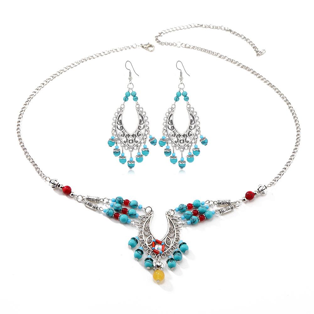 Hair Accessories Exotic Retro Tassel Forehead Accessories Super Fairy Hair Chain Necklace Dual-Purpose Bohemian Set Jewelry