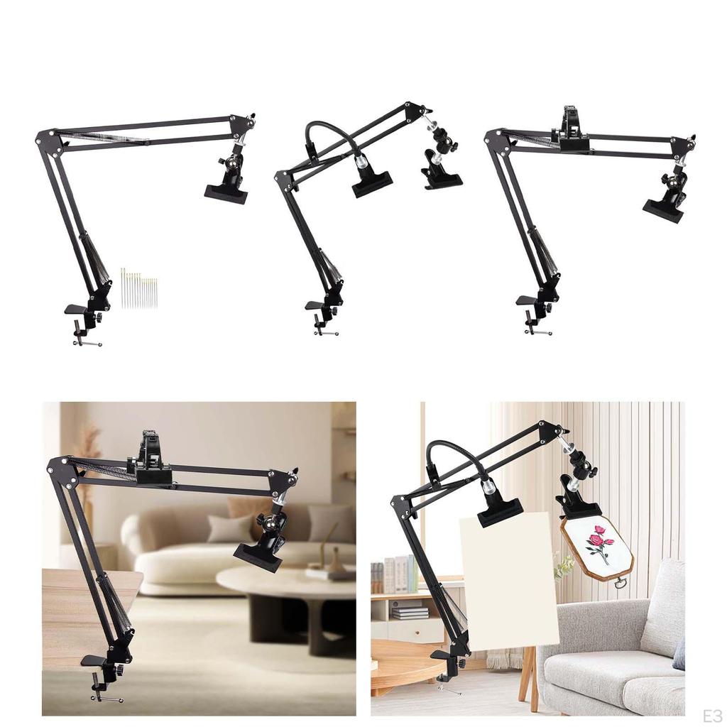 Embroidery Hoop Stand Table Clamp Accessories Adjustable with Hinge Clip for Sewing