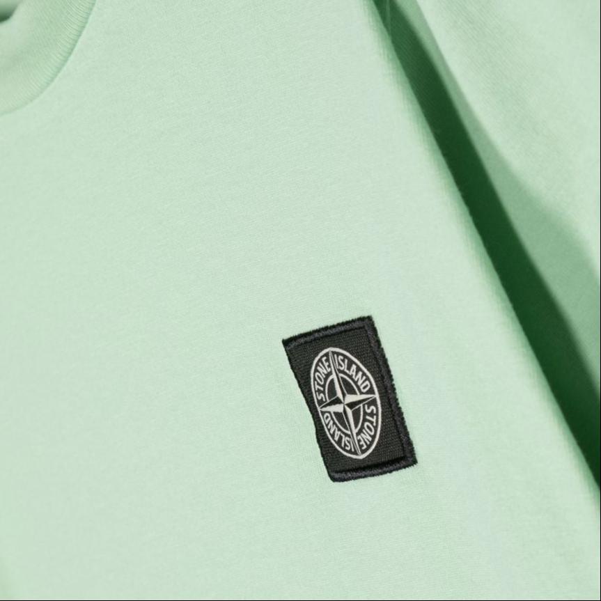 STONE ISLAND T-Shirt Kids FW23 Pattern Print Crew Neck Short Sleeve Light Green Kids Tops 781620147-V0052