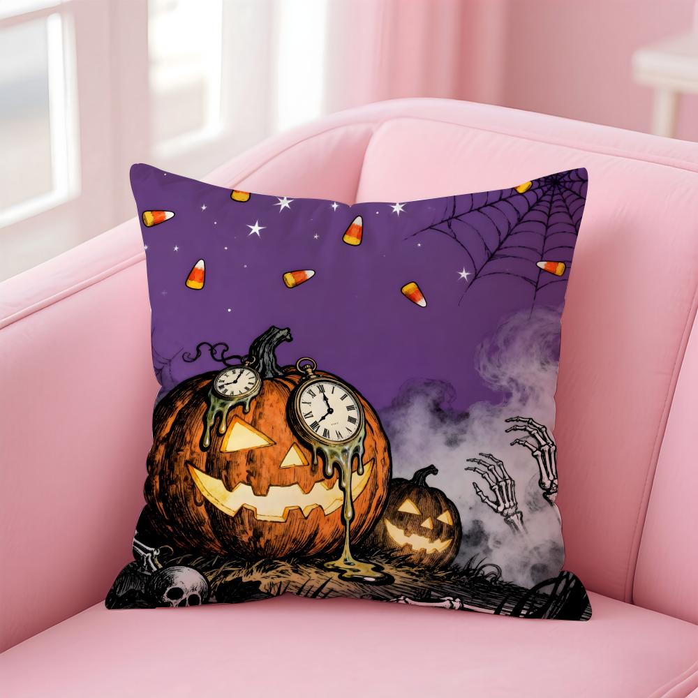 Happy Funny Spooky Surreal Art Halloween Cushion Cover Pillow Case Soft Skin Friendly Fabric Concealed Zipper