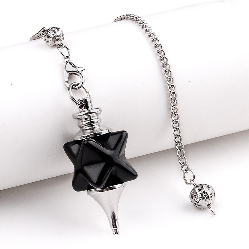 1pc Natural Stone Quartz Pendulum Crystal Merkaba Star Pendant Onyx Men Women Pendant Hexagram Necklaces Trendy Jewelry