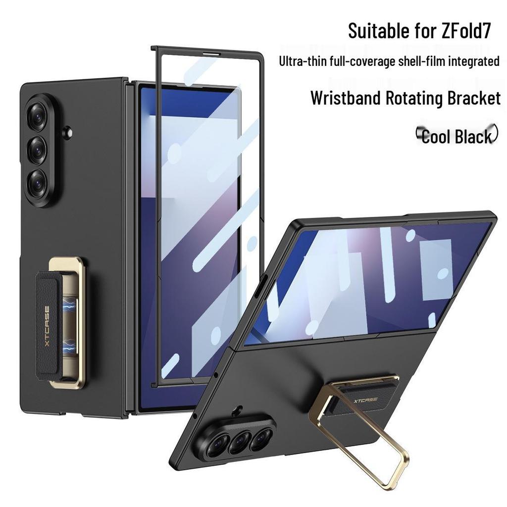 Samsung Z Fold7 Wristband Stand Case - Solid Color, Advanced Protection, Full Coverage, Business Style.