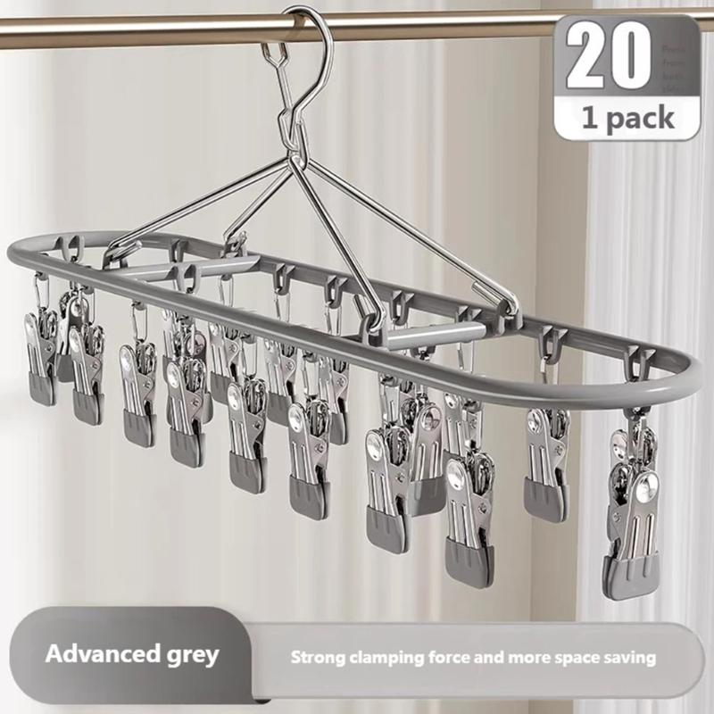 Garment Hanger With Windproof Clip Stainless Steel Sock Dryer For Home Camping Accessory