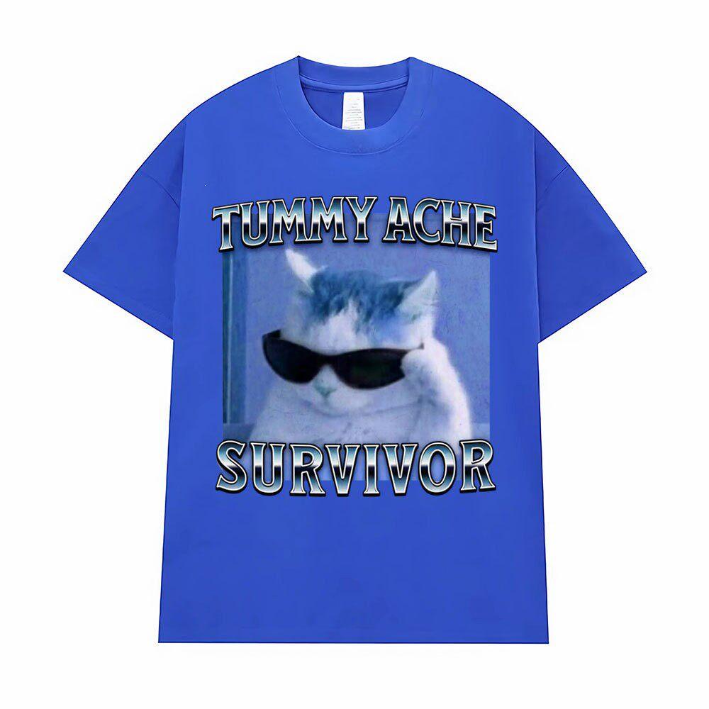 

Tummy Ache Survivor Funny Cat Meme Women T-shirt Gift Ahh Cats Tee Shirt Trendy Summer Clothes Ironic T-shirt Silly Stupid Tee S