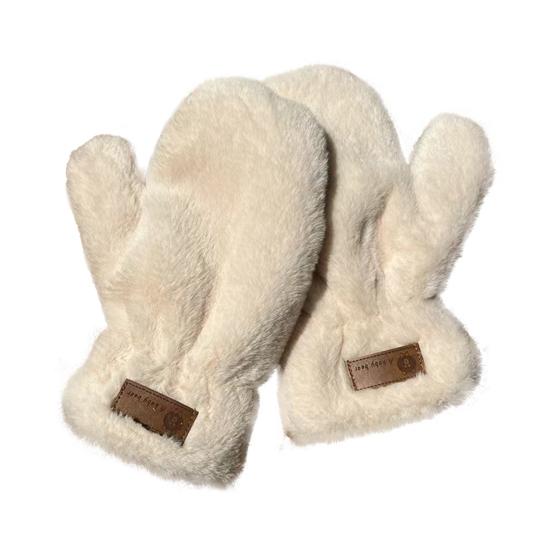 1 Pair Winter Faux Fur Mittens Soft Fluffy Fleece Plush Women Fingerless Gloves Outdoor Cold Weather Windproof Warm Thick Thermal Gloves