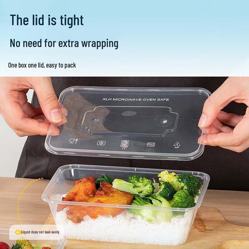 Disposable Rectangular Plastic Food Containers with Lids, 650ml, 300-Pack