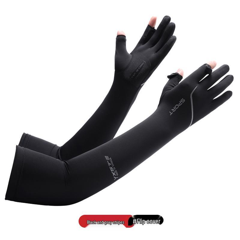 Unisex Elastic Ice Silk Sleeves for Summer Sun Protection - Non-Slip, Fingerless Design for Cycling, Hiking, and Outdoor Sports