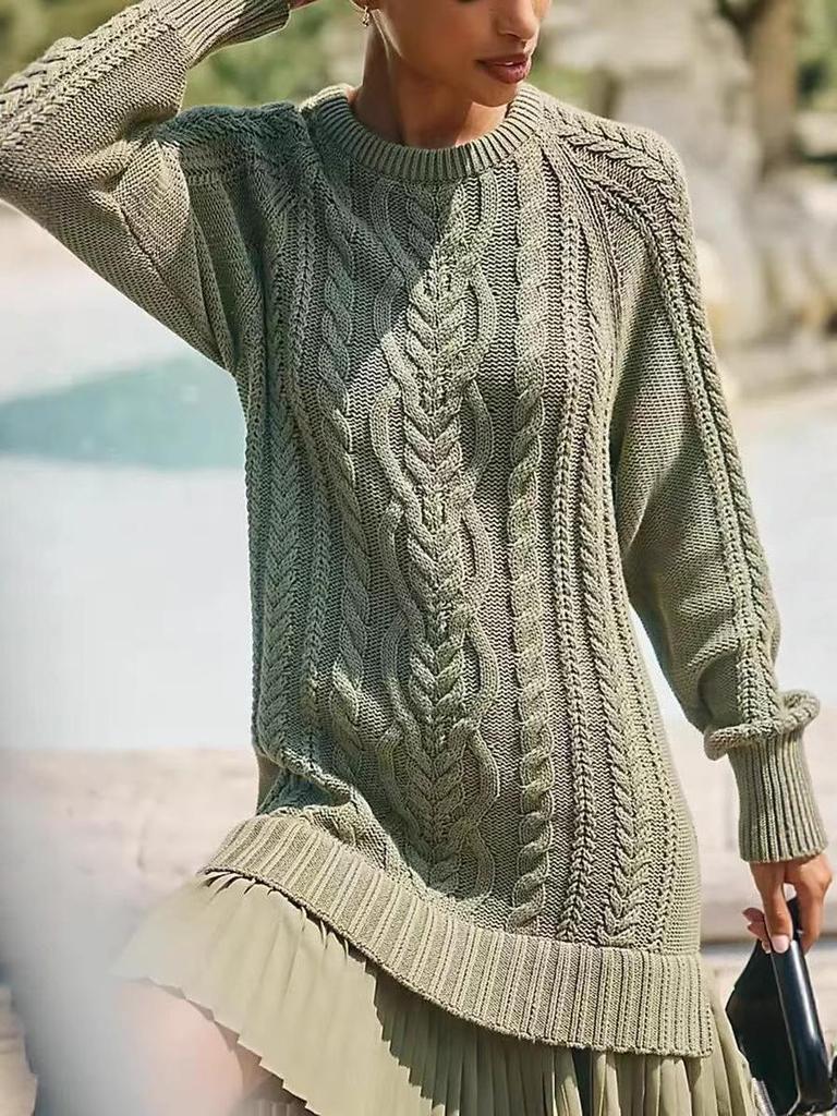 European Cross-Border Knit Chiffon Mini Dress - Sweet Temperament Style