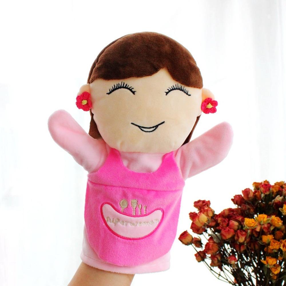 High Quality Portable Plush Storytelling Puppet 25CM Cartoon Story Hand Puppet Familys Members Finger Puppetry Toy