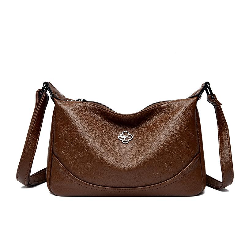 

Сумка кроссбоди Модная женская одноплечевая сумка из мягкой кожи, изготовленная из коровьей кожи темно-коричневого