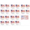 40Pcs Stamp Sticker American Flag Pattern Clear Print Water Sun Resistant Peel Fade-Proof Traceless Stamps