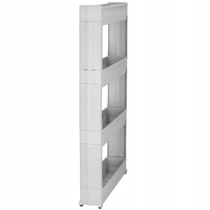 SPRINGOS 4-Tier Rolling Shelf - Kitchen and Bathroom Storage Furniture - Grey