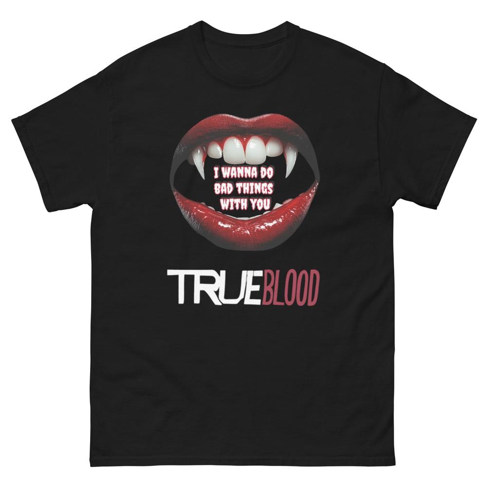 

True Blood Tee, I wanna do bad things with you, Vampire Fangs True Blood Tshirt L