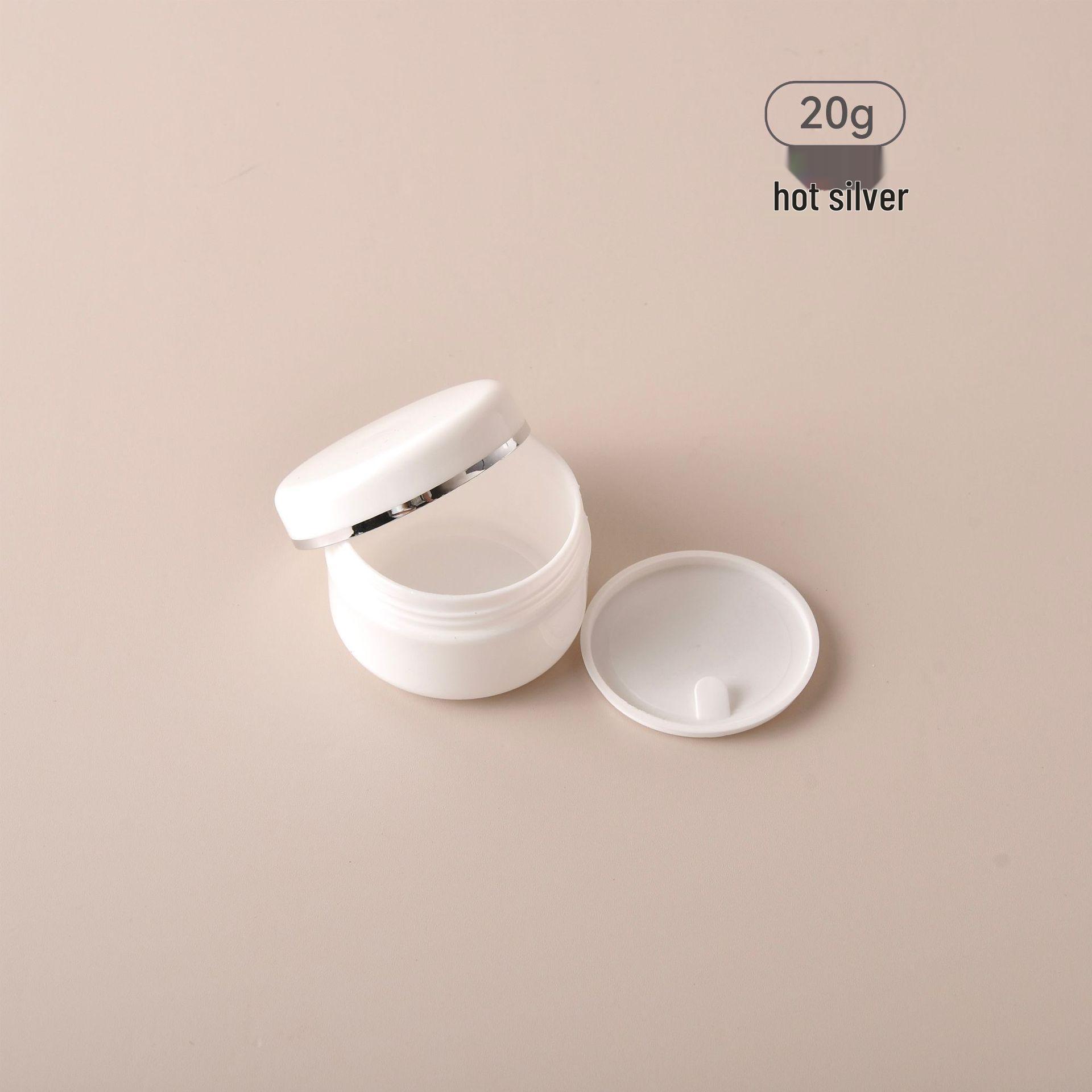 

Баночка для PP-крема с серебристым краем - Многоразовые контейнеры (250г, 100г, 50г, 20г) Коробка крема для горячего тиснения.