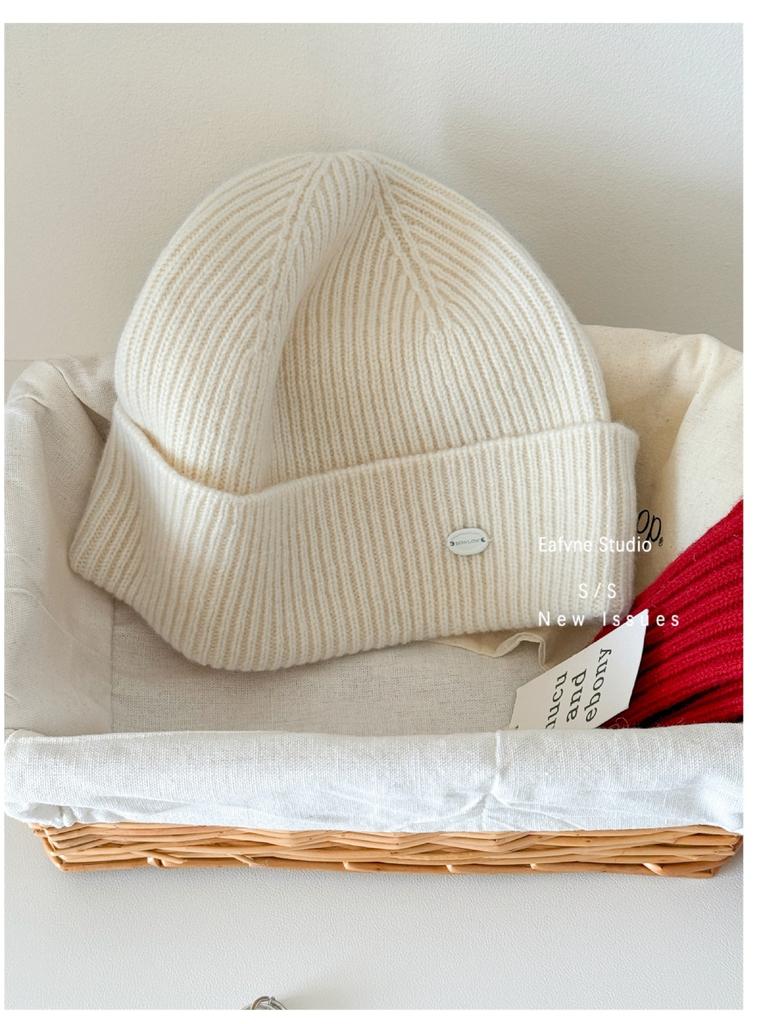 High quality% Australian wool solid color hat scarf gloves three-piece winter warm knitted suit women