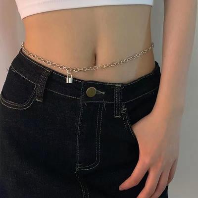 Adjustable Sexy Hot Girl Waist Chain Sweet Cool Body Chain Dance Belly Button Chain Belt with Skirt Decoration Summer