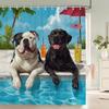 Individuality Creative Beach Animals Fabric Shower Curtain Bath Curtains For Bathroom Funny Cats And Dogs Home Decorate Curtain