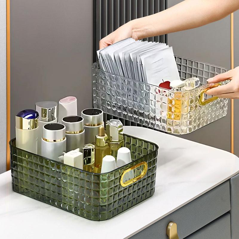 Transparent Storage Box Cosmetic Box Storage Container Plastic Storage Box Clear Drawer With Handle Stackable