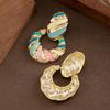 European and American fashion personalized vacation style color drip glaze geometric earrings light luxury atmosphere high-end fragrance earrings