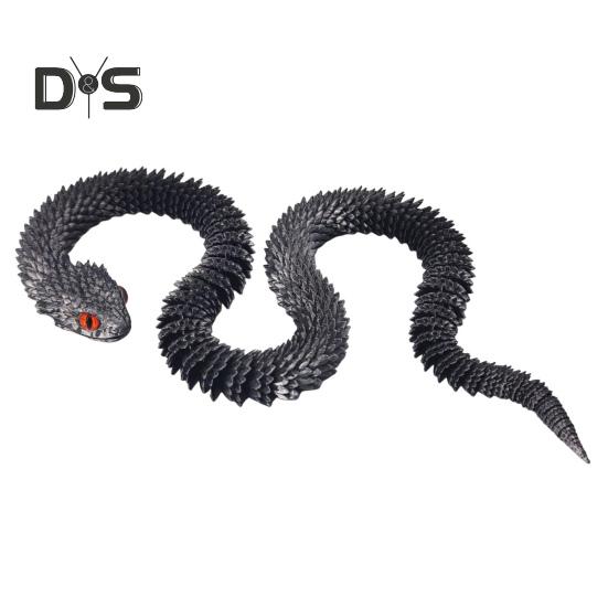 3D Printed Snake Toy Articulated Viper Figurine Fidget Snake Toy Collectible Snake Model with Flexible Joints for Home Office Desk Decor