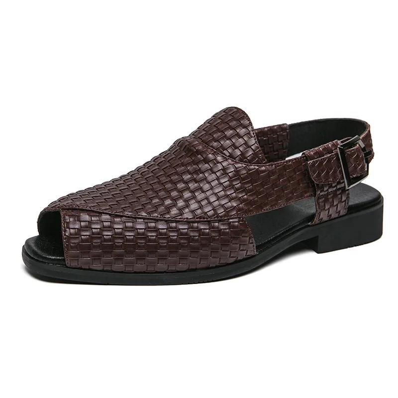 Fashion Black Sandals For Men Buckle Decor Slingback Sandals 2025