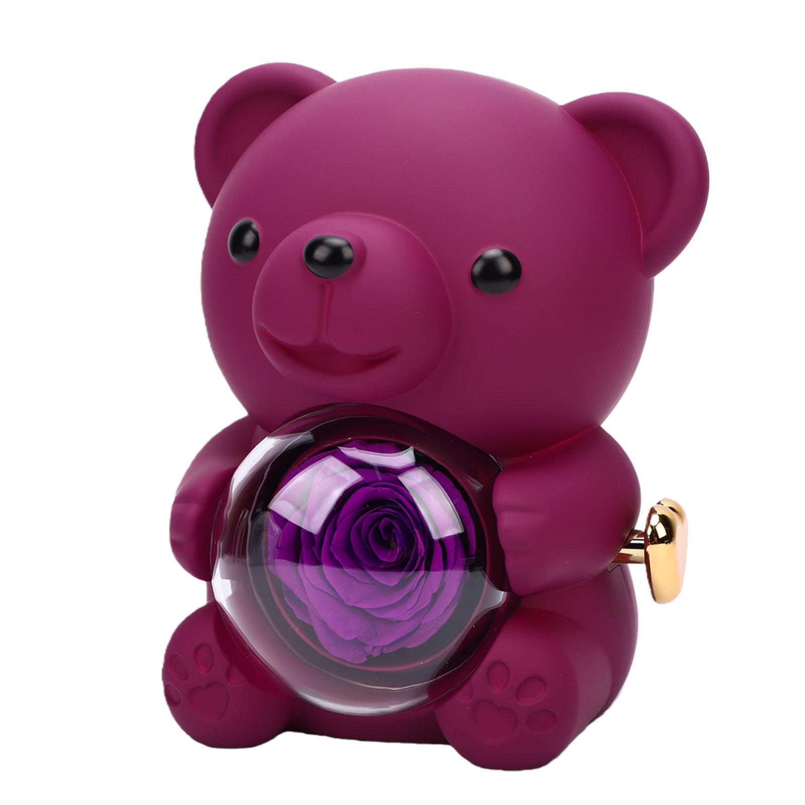 

Cute Bear with Eternal Flowers Rotating Box for Weddings Anniversaries Bridal Showers