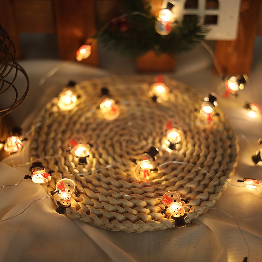 

LED Christmas snowman pendant copper wire light string Christmas tree decoration scene atmosphere colorful lights 1m 10led-battery