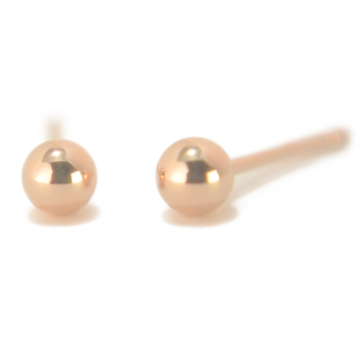 

Сережки-кульки з рожевого золота K18PG 3 мм, сережки-кульки K18 18k золото, 1 пара для обох вух, Зроблено в Японії, Не містять нікель, yokomountain (силіконова підкладка)