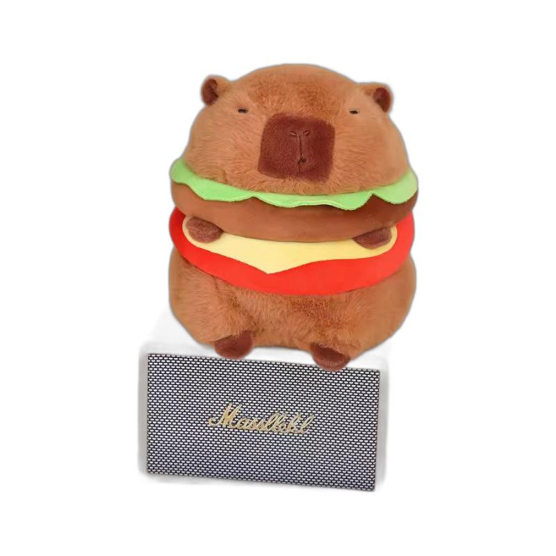 Capybara Hamburger Plush Toy Pillow - Cute Cartoon Doll Holiday Gift