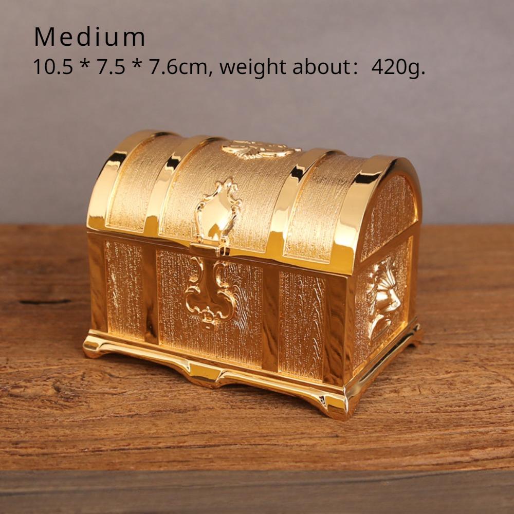 Pirate Jewelry Box Large Vintage Chinese Wedding Celebration Pearl Treasure Box Alloy Handmade Jewelry Storage Box with Lock