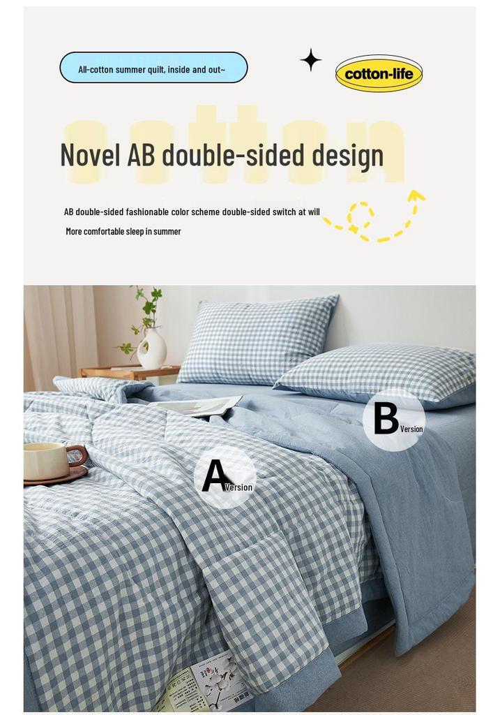 Inside and Out All-Cotton Quilt - 100% Pure Xinjiang Cotton Summer Air Conditioner Quilt for Single or Double Person