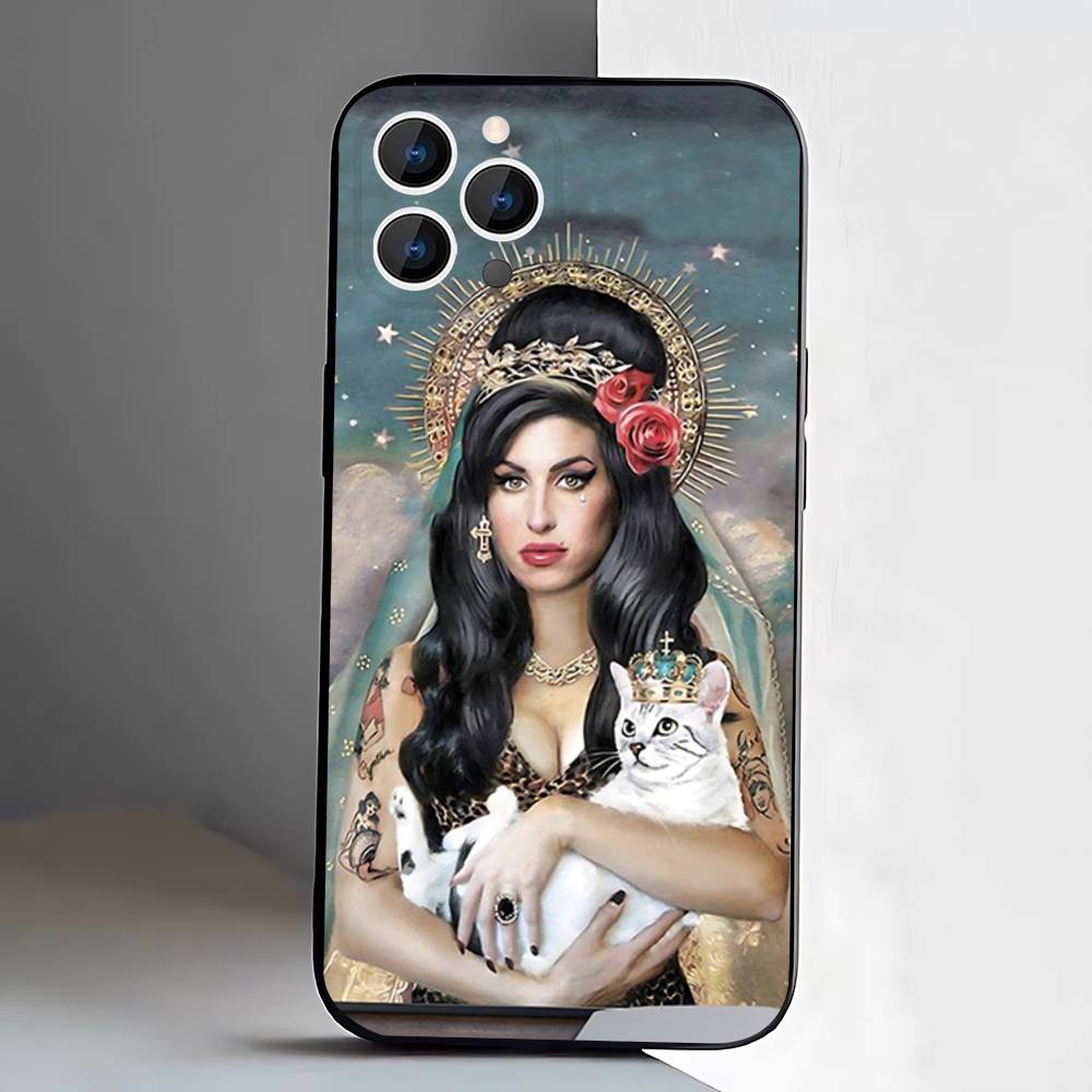 A-Amy Winehouse Phone Case For iPhone 17,16,15,14,13,12,Pro,Max,Plus,E,SE4,Air,Mini Black Soft Box