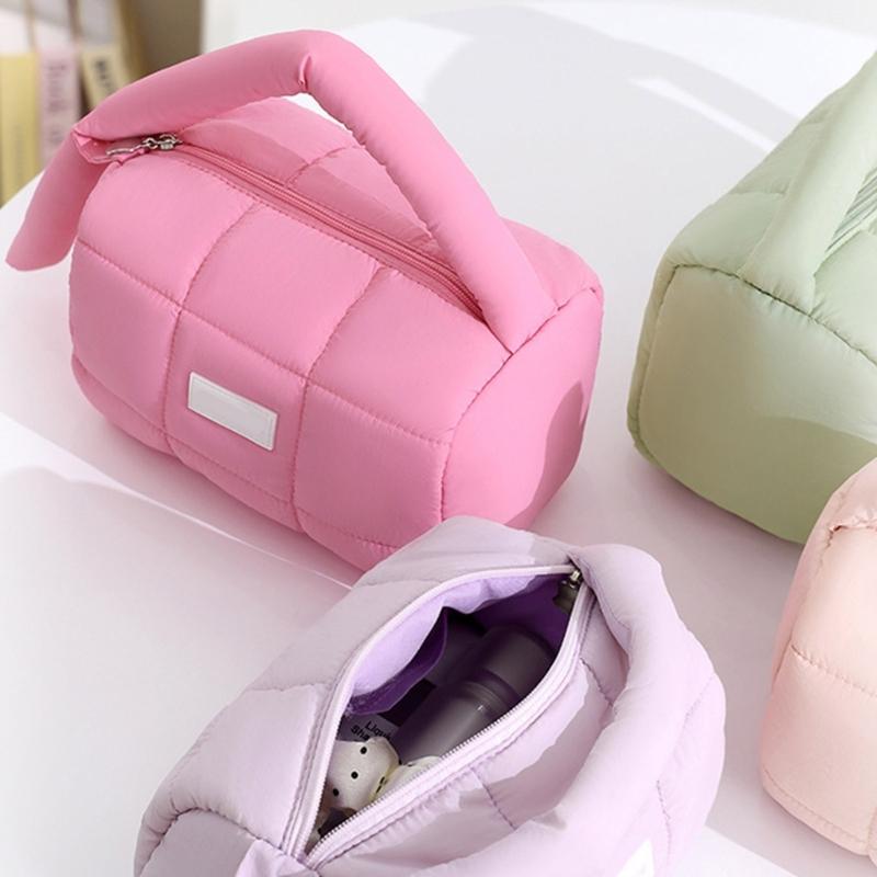 Candy Colored Nylon Cosmetic Case Spacious Storage Bag Travel Toiletry Pouch With Zippers Closure For Ladies Teens