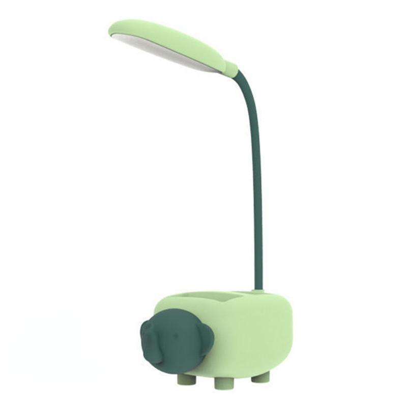 Studie Kleine Schreibtischlampe USB Wiederaufladbare Nachttischlampe Wohnheim Lese-Nachtlicht mit Stifthalter Cartoon Schreibtischlampe