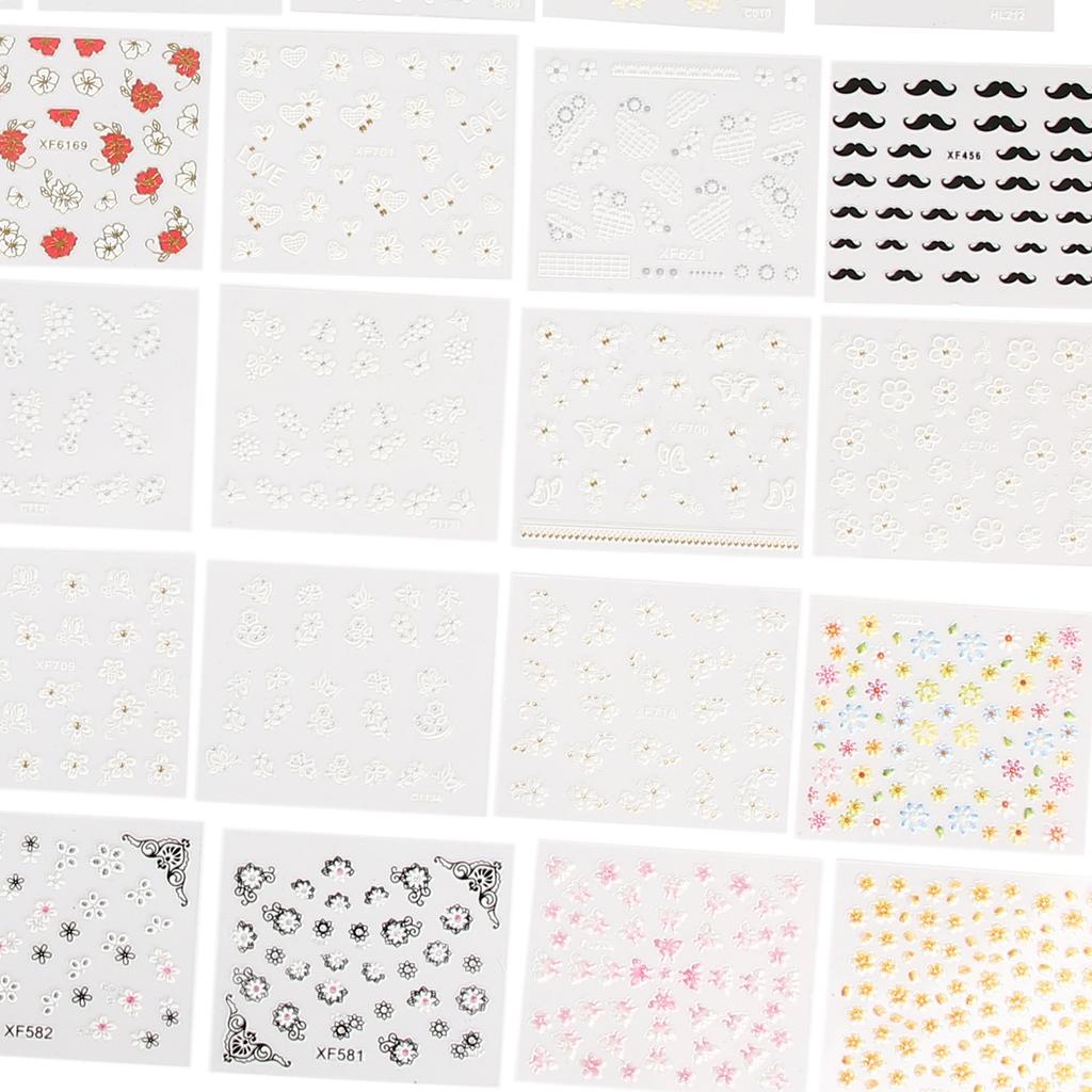 50 Sheets Nail Art Stickers Self Adhesive Flower Luxury Decorations DIY Stylish Nail Decals