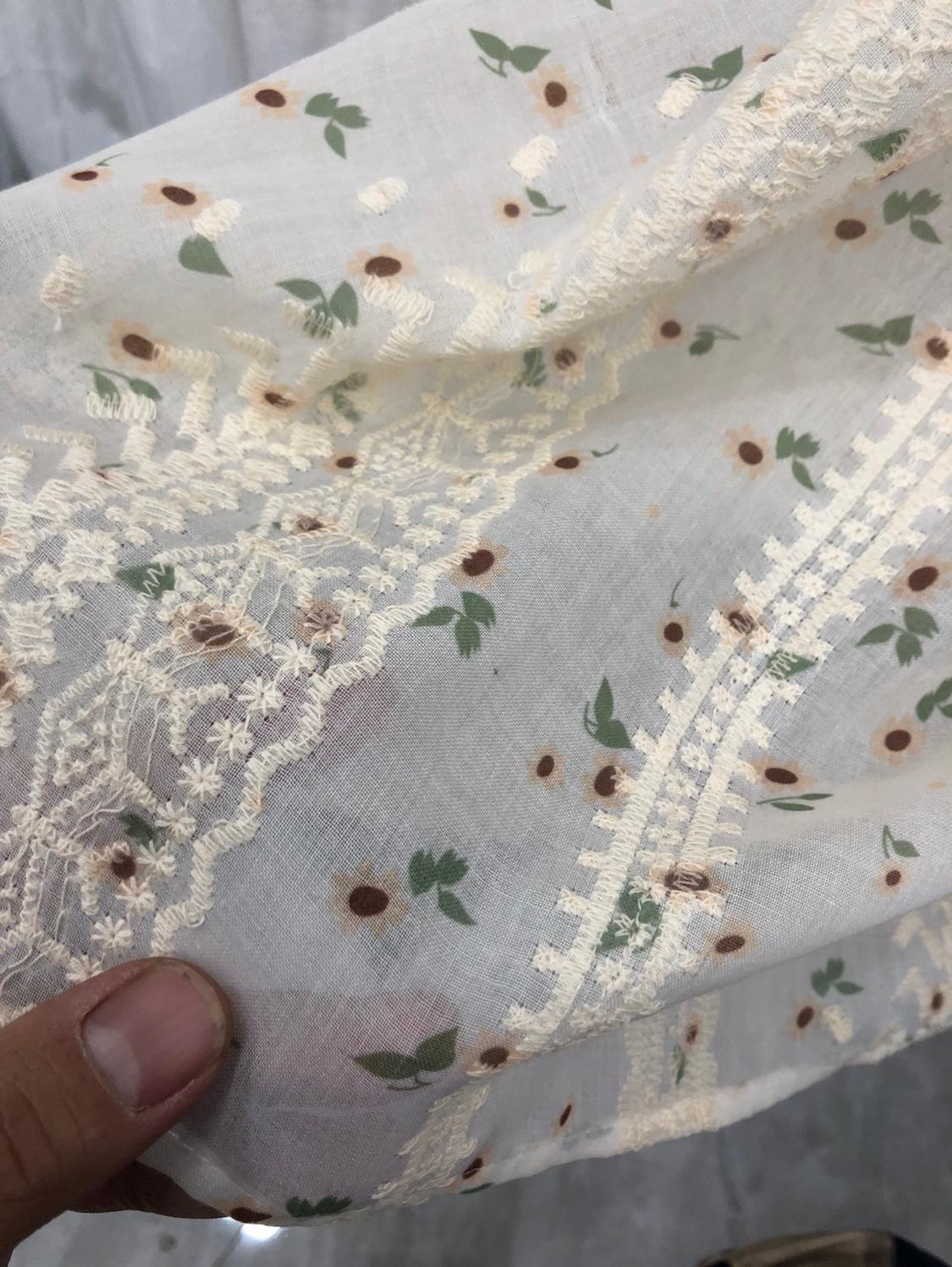 

Юбка из вышитой хлопчатобумажной ткани с мелким цветочным узором, новая весна и лето, тонкая и высокая талия, юбка A word cake, средняя и длинная юбка для женщин average size