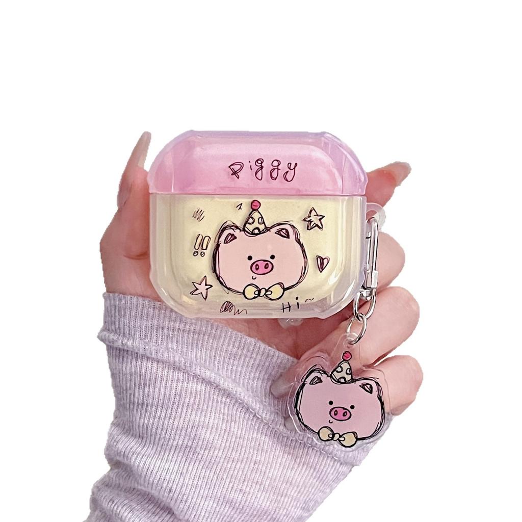 Cute Pink Piggy for AirPods Earphone Case 1/1 Generation Pro1 Protective Case Apple Bluetooth Earphone Case