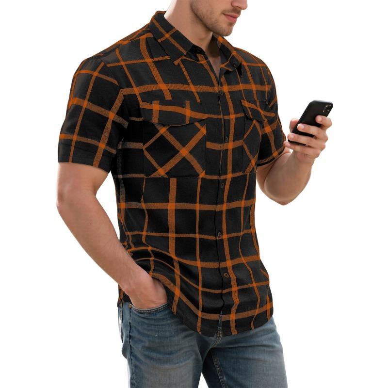 

Мужской модный клетчатый лоскутный кардиган на пуговицах, повседневная спортивная футболка с короткими рукавами S красный