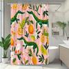 1pc Polyester Crocodile Orange Floral Shower Curtain with Creative and Vibrant Pattern, Includes 12 Hooks, Bathtub Partition H